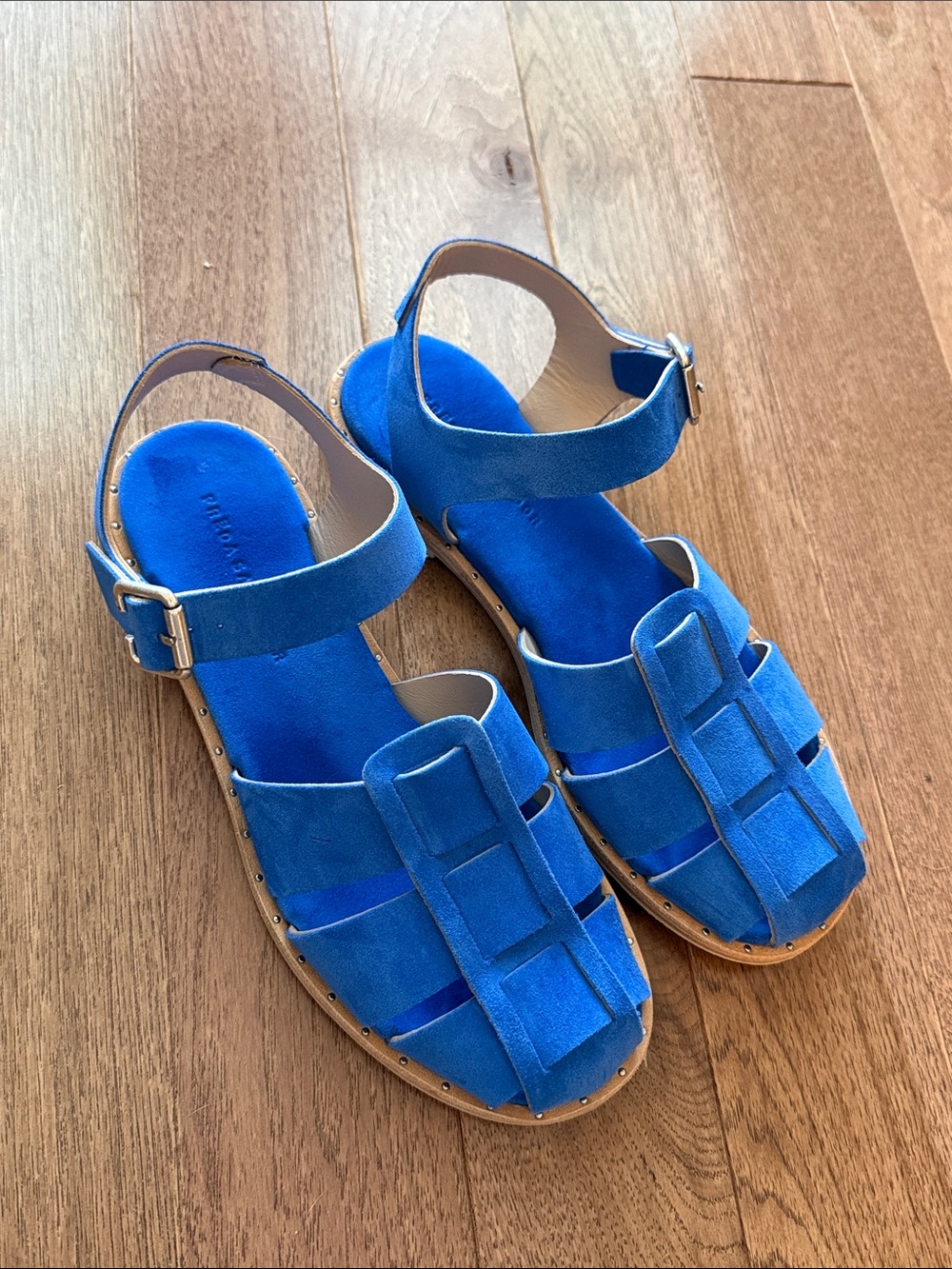Freda Salvador Sera Fisherman Sandal in Cobalt Suede 8 - Picture 3 of 10